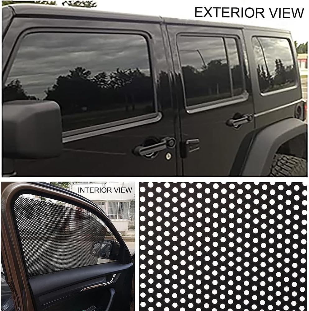 Black Perforated Window Film, Perforated Vinyl Mesh Stickers Room Privacy Window Stickers House Office Car Glass Door Sticker Decoration (19.69"x196.85")