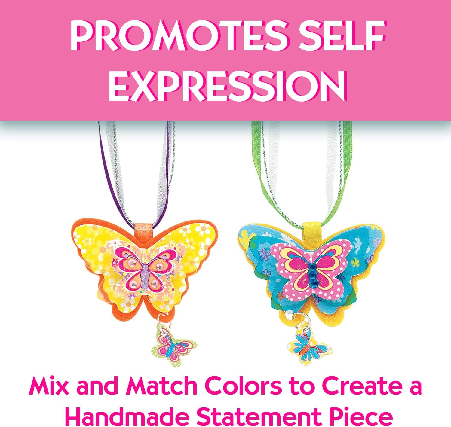 Creativity for Kids Butterfly Necklaces - Children's Jewelry Making Craft Kit - Makes 6 Necklaces : Toys & Games