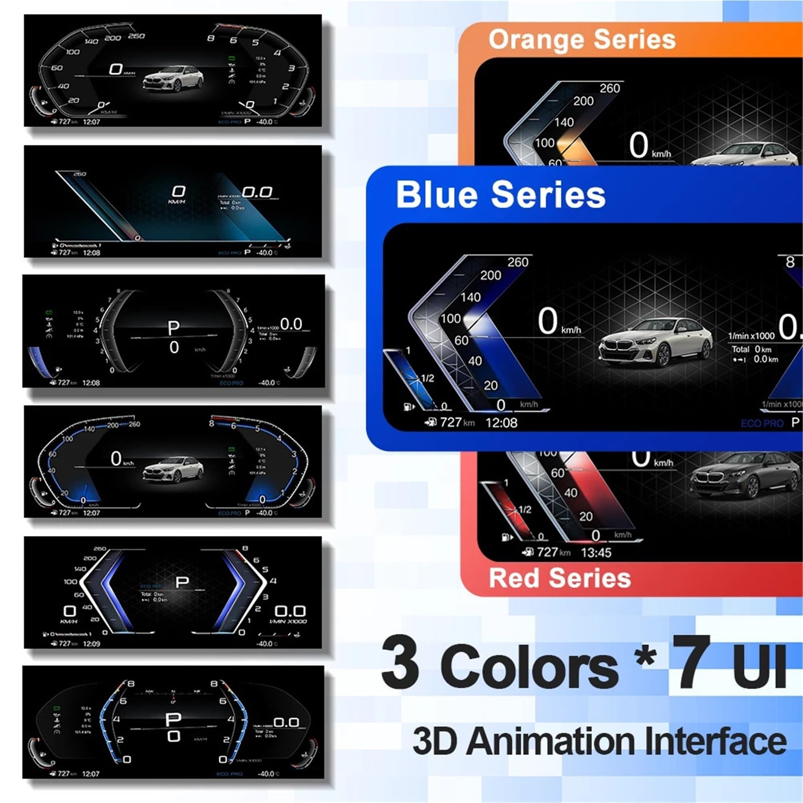 salpicadero del coche Compatible con BMW X5 E70 X6 E7112.3'' Tablero de instrumentos LCD antirreflejo para coche Velocímetro Panel digital Cabina Tacómetro