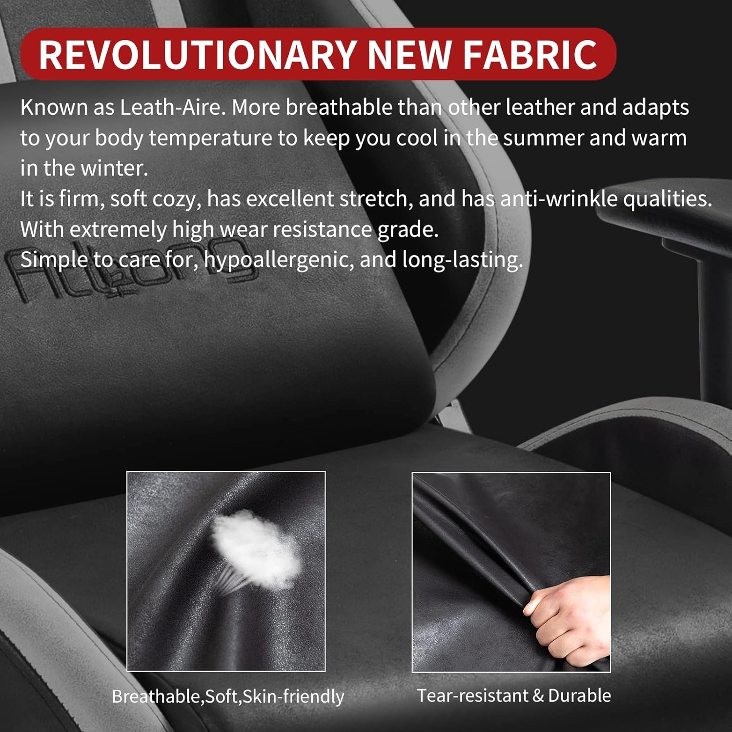 Gaming Chair Ergonomic Massage PC Home Office Chair with footrest Racing Computer Chair Reclining Game Chair for Adults Adjustable 2D Armrests 330lbs Heavy Duty, Leath-Aire Fabric,Black