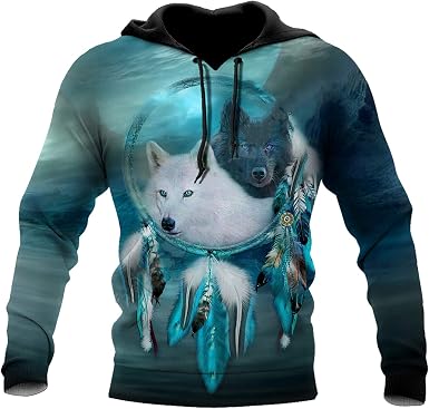 Amazon.com: Nativo indio hermoso lobo pareja 3D impreso sudaderas hombres  sudadera Unisex Zip Pullover Casual chaqueta chándal, 3XL,  multicolor/fantasía (Hoodies) : Ropa, Zapatos y Joyería