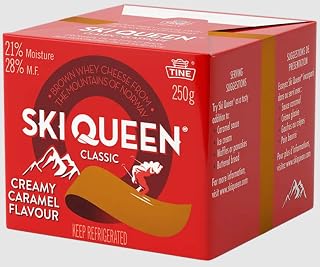 Ski Queen Gjetost Original Norwegian Goat Cheese - Caramel-Sweet Flavor, Smooth Texture, 8.8 oz Block