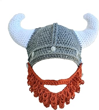 ALKIMIA INC Viking Horned Hand Knitted Hat Helmet