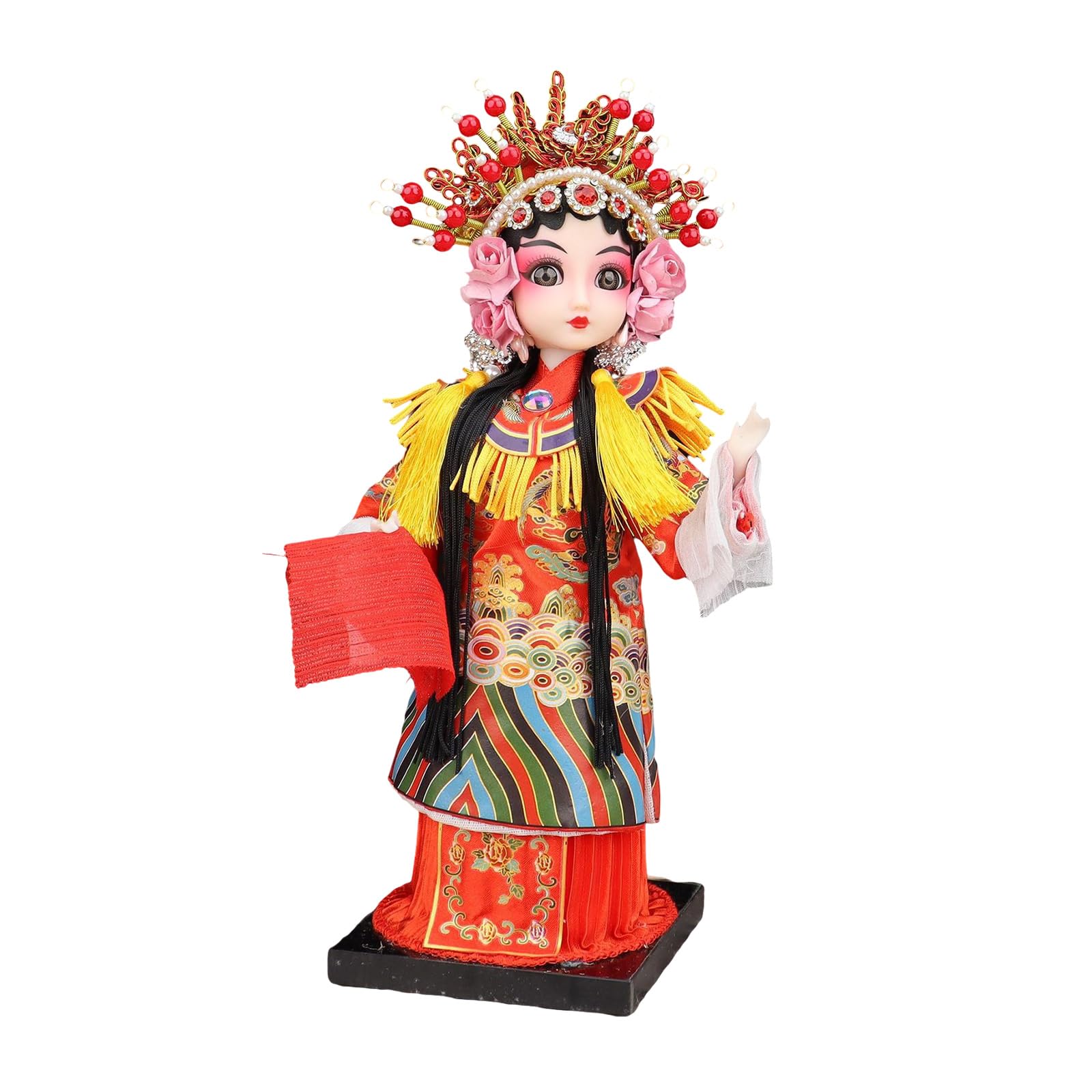 Statue traditionnelle chinoise de l'Opéra de Pékin : art artisanal pour bibliothèque chic