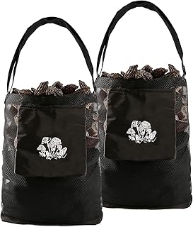 YISNTF Morel Mushroom Hunting Bag,2 Pcs Mesh Bag,Foraging Bag,Foraging Pouch,Mushroom Basket,Harvesting Bag,Collapsible Fruit Gathering Picking Bag Apron for Bushcraft Garden Enthusiasts