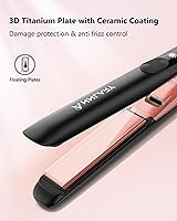 Vista 4 de Plancha de pelo de 1 pulgada y rizador 2 en 1 de titanio y cerámica iónica con voltaje dual, con silicona resistente al calor, para menos Beige