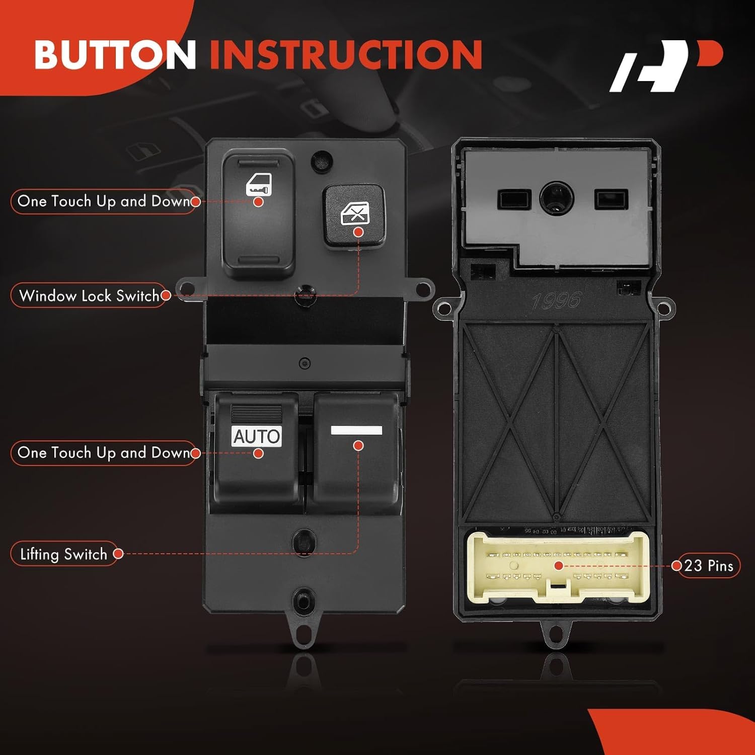 A-Premium Master Power Window Switch Compatible with Honda Accord 2003 2004 2005 2006 2007, Coupe 2-Door, Front Left Driver Side, Replace# 35750SDNA12, 35750SDNA11