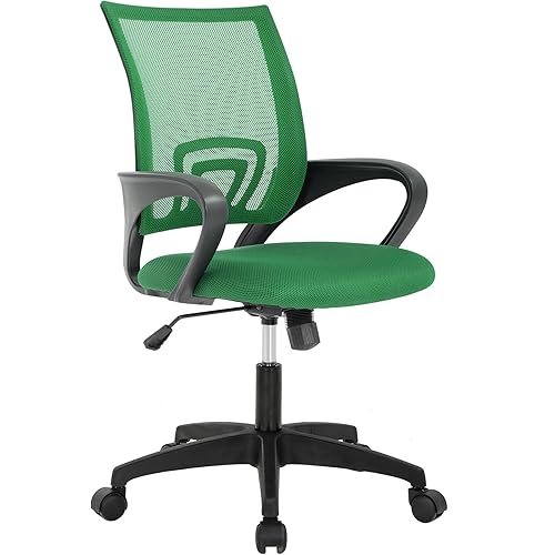 Home Office Chair Ergonomic Desk Chair Mesh Computer Chair with Lumbar Support Armrest Executive Rolling Swivel Adjustable Mid Back Task Chair for Women Adults, Green