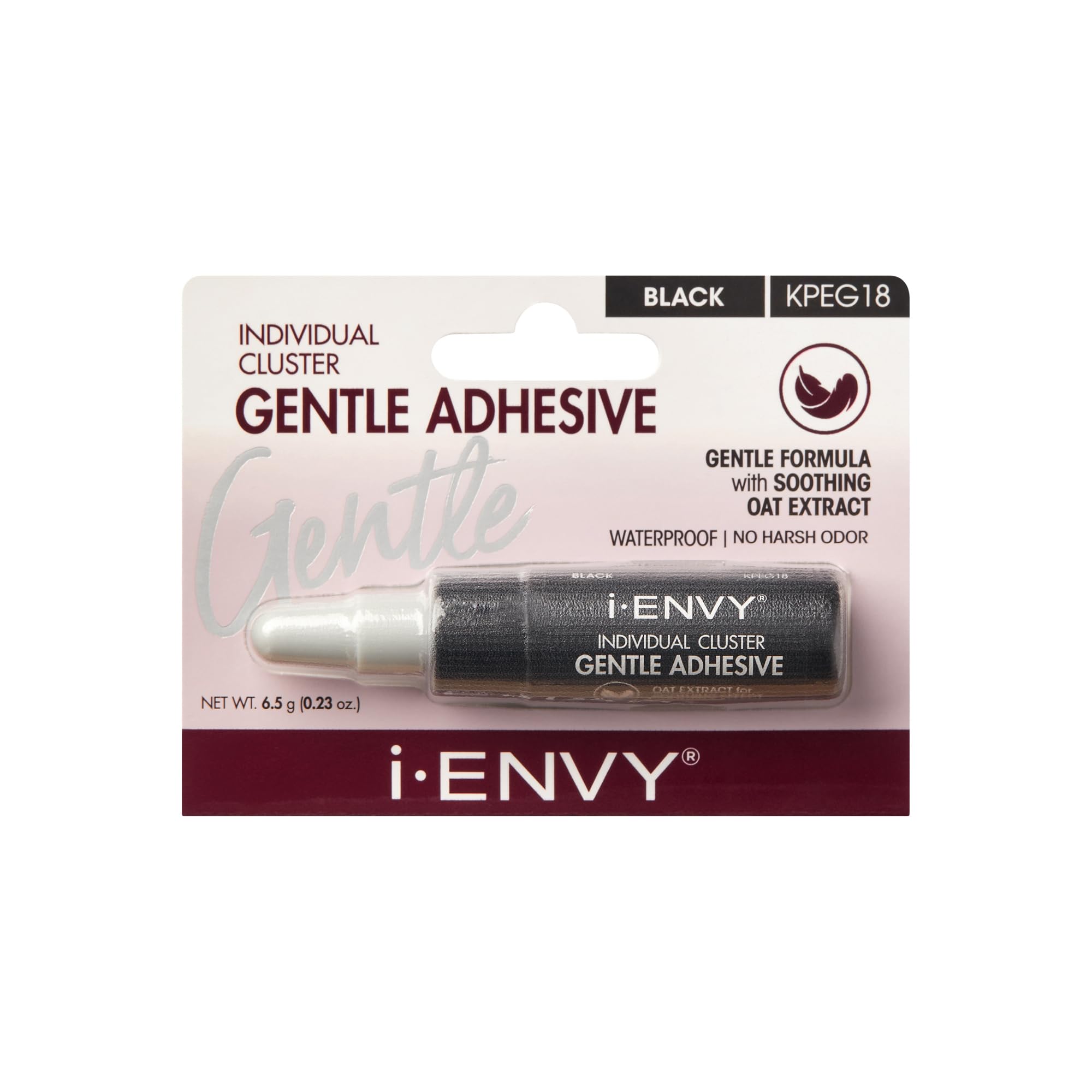 i-ENVY Individual Cluster Gentle Lash Adhesive, Waterproof & No Odor Eyelash Glue, Precision Nozzle for Cluster & Individual Lash, Gentle Soothing Oat Extract, All Skin Type (Black)