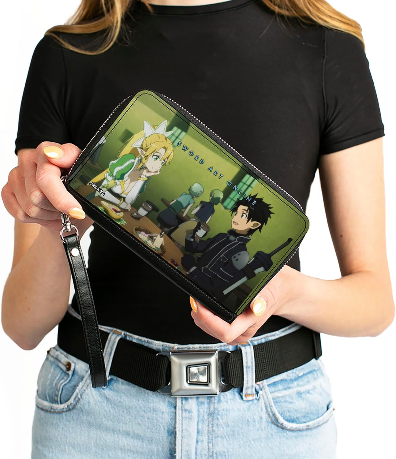 Buckle-Down Sword Art Online Wallet, Zip Around, Sword Art Online Leafa and Kirito Scene, Vegan Leather