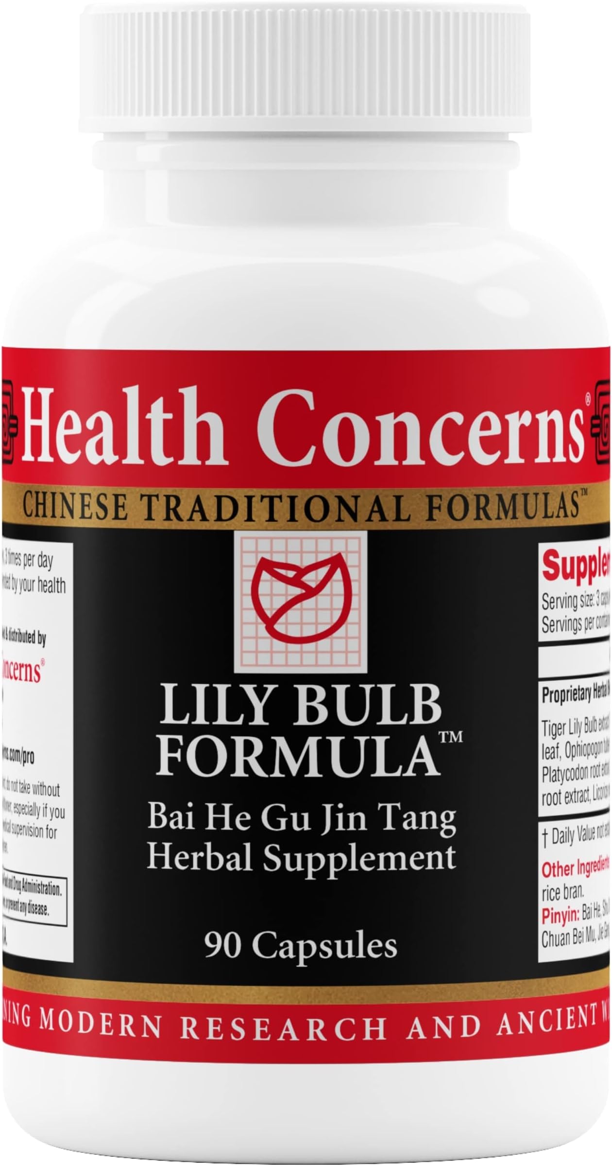 Health Concerns Lily Bulb Formula – Dry Cough, Throat, Nose & Lung Support – Chinese Herbal Formula – Licorice, Rehmannia, Astragalus, Fritillary – Respiratory Relief Supplement – 90 Capsules