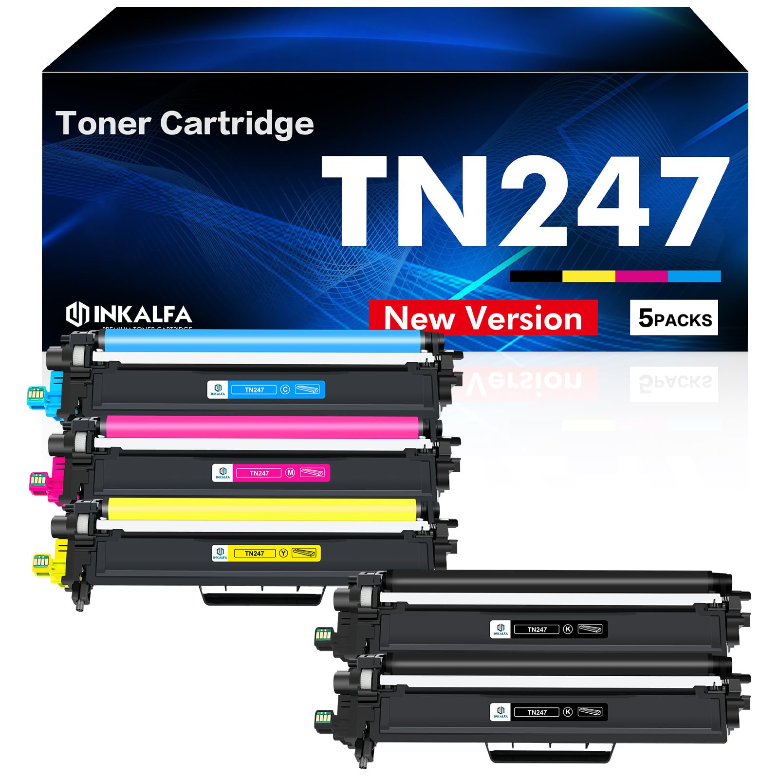 TN247 DCP-L3550CDW TN-243CMYK Compatible Toner pour Brother MFC-L3750CDW TN243 Multipack MFC-L3770CDW MFC-L3730CDN HL-L3210CW HL-L3230CDW MFC-L3710CW DCP-L3510CDW TN243CMYK Noir Cyan Magenta Jaune