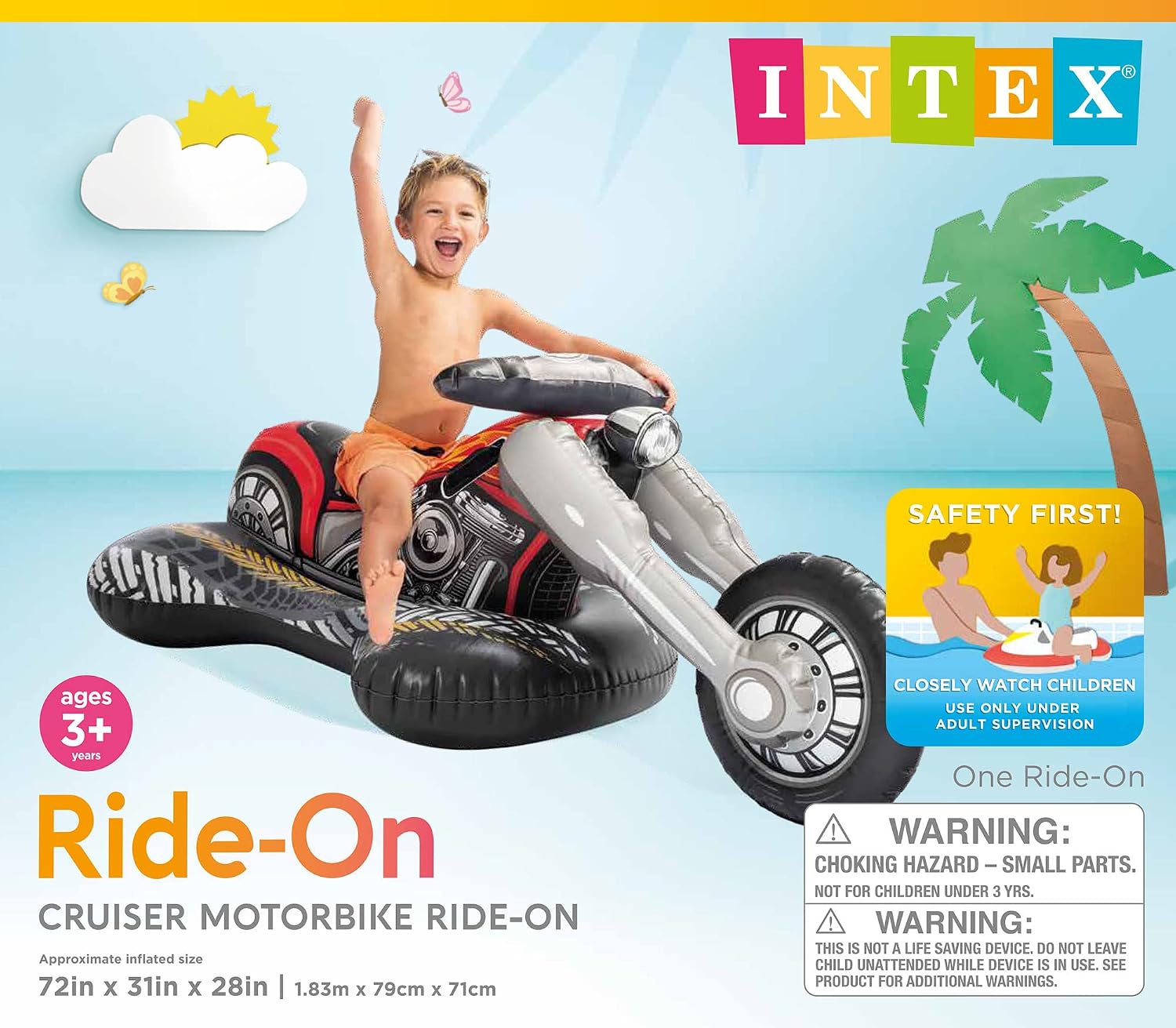 Intex Cruiser Motorcycle Ride-On Pool Toy, for Ages 3+, Multi