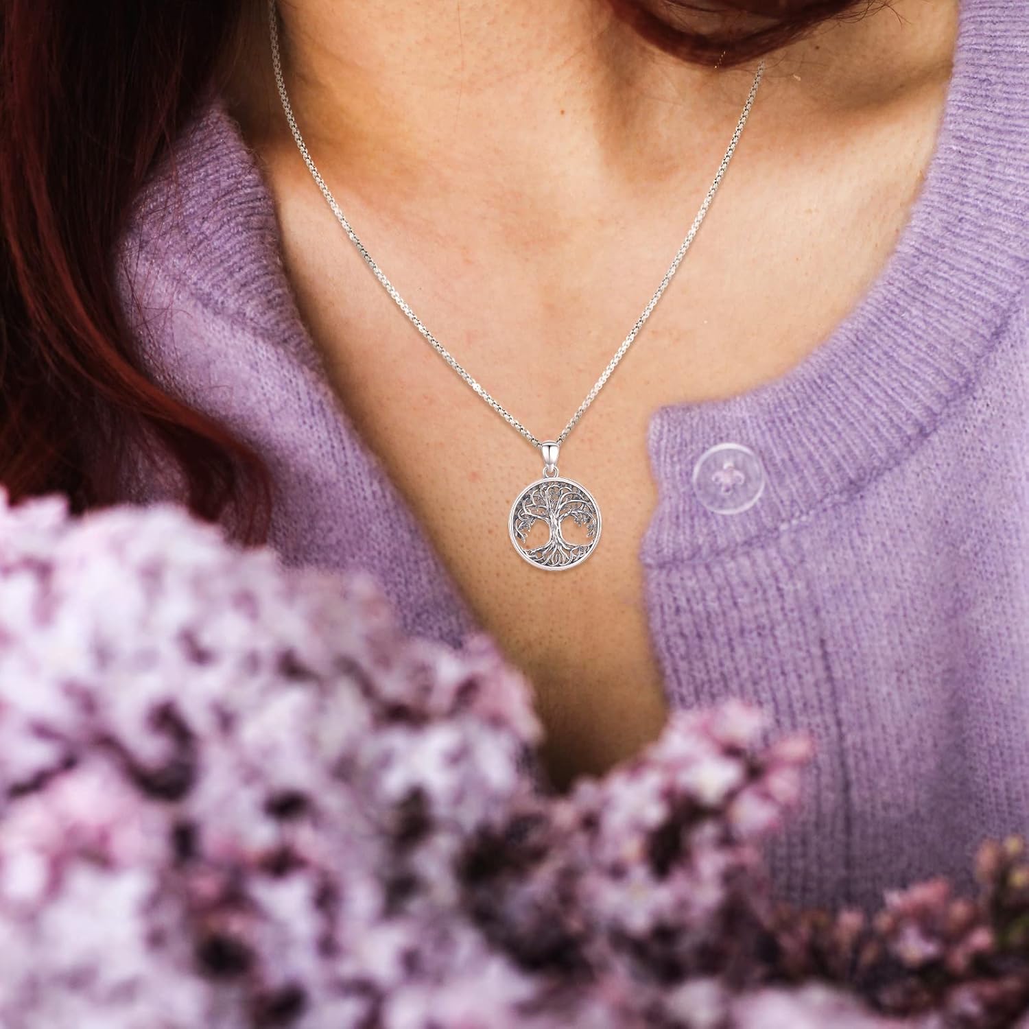 Tree of Life Necklace Sterling Silver Crystal Abalone Shell Tree Pendant with Heart Family Tree Jewelry for Women Mother's Day Gifts - Image 4