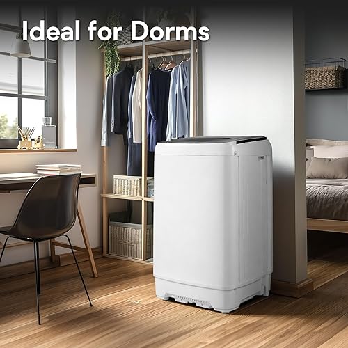 Vista 8 de Lavadoras de ropa automática de 17.8 libras con 10 programas y 8 niveles de agua, secadora giratoria de lavado de ropa para apartamento, casa Blanco