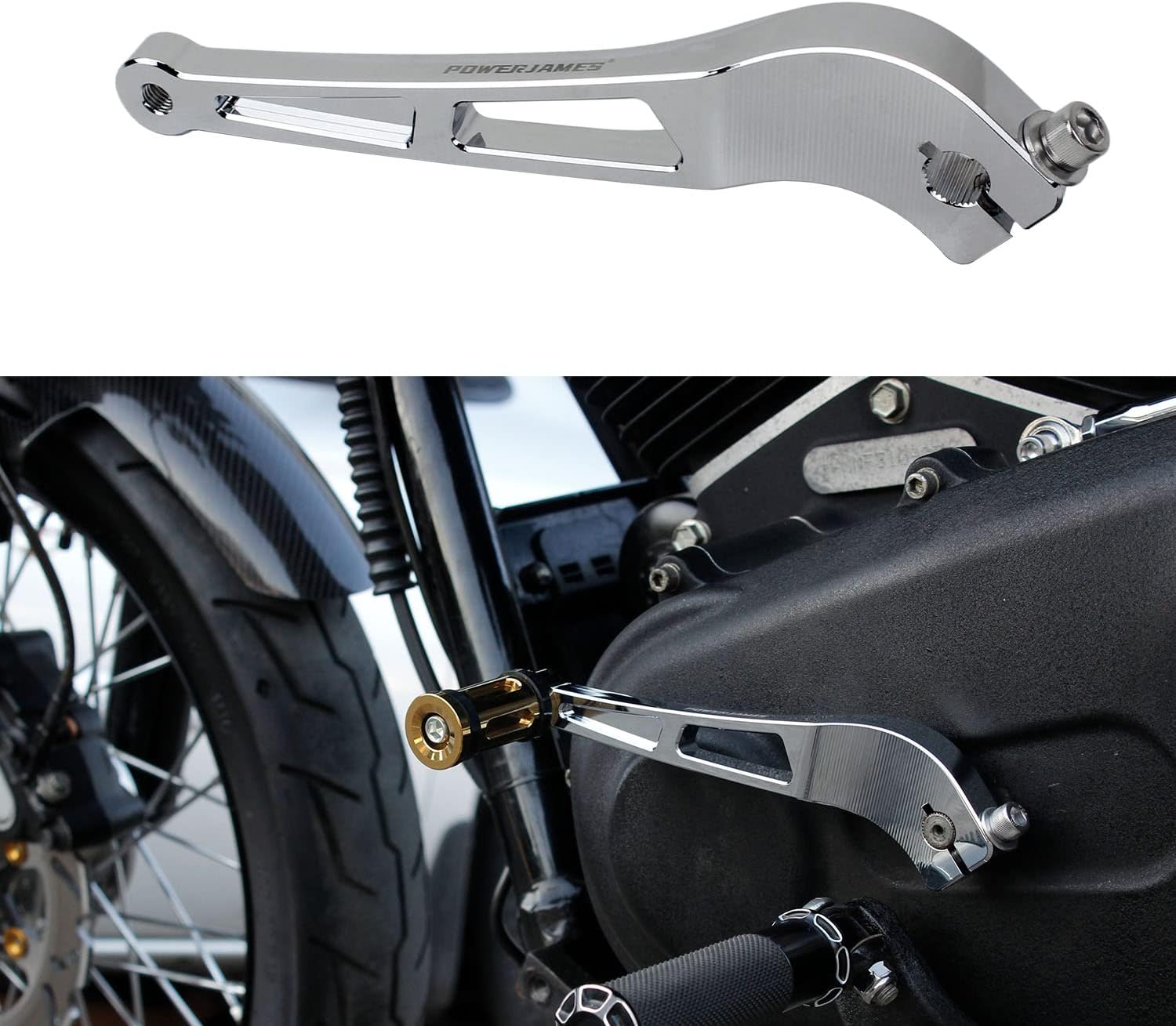 POWER JAMES Chrome 6.0 Inch Long Clutch Shift Lever Shifter