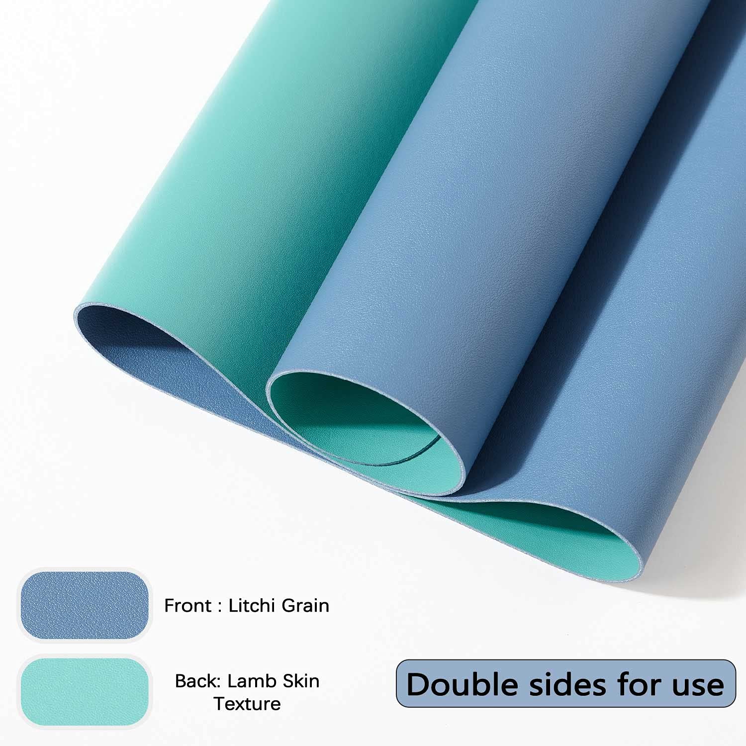 DOBAOJIA Sottomano da Ufficio, Tappetino da Tavolo, Tappetino Tastiera e Mouse, Tappetino PC Scrivania, per Casa/Ufficio, Uso Doppio Lato Simipelle PU Impermeabile 70 x 35 cm (Acciaio Blu/Verde)