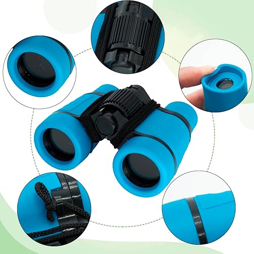 Miniatura 2 de Paquete de 6 prismáticos para niños, binoculares de aprendizaje educativo, binoculares plegables reales para observación de aves, regalos para niños