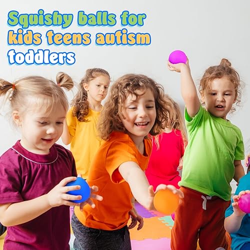 Miniatura 4 de Pelotas estrujables para niños y adultos paquete de 18 bolas elásticas para aliviar la ansiedad y el estrés, pelota sensorial para terapia de manos,