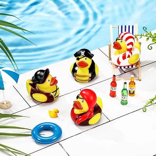 Miniatura 6 de Mini patos piratas de goma de 2 pulgadas, patos de crucero, lindo pato amarillo, decoración de bañera y piscina, regalos de fiesta pirata para