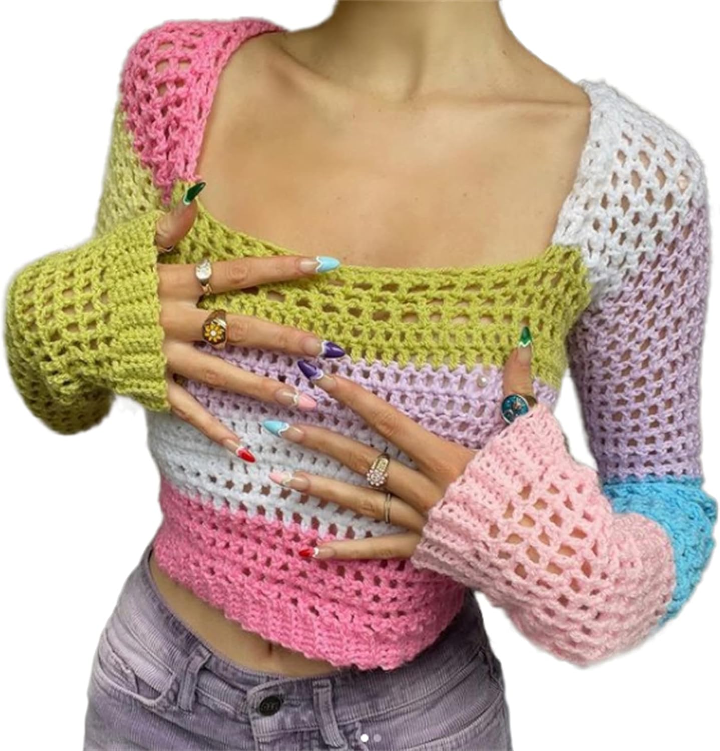 Jersey Ganchillo Mujer Camiseta De Ganchillo FeMereina Manga