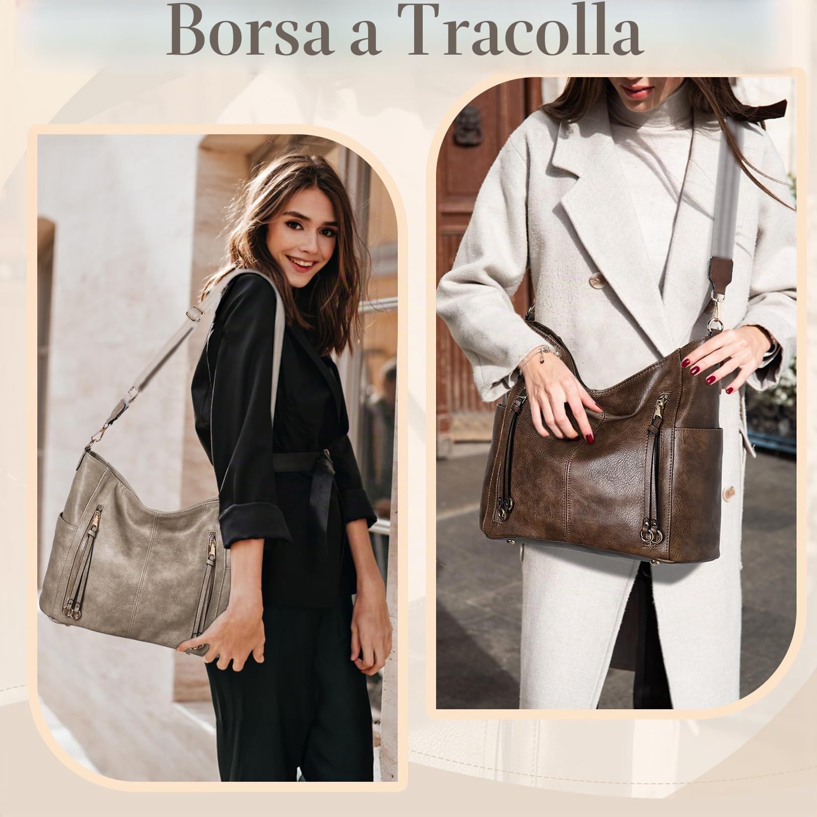 Chase Chic Borsa Donna Borse a Tracolla Borse a Mano Hobo Bauletto in Pelle PU Impermeabile Borse a Spalla Portafoglio