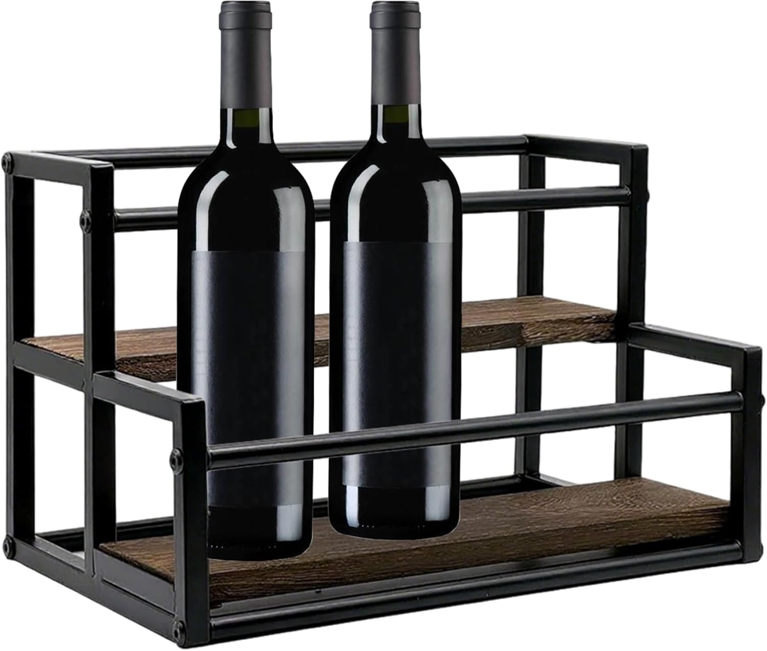 Coffee Syrup Rack, 2-Tier Wooden Syrup Stand, Retro Creative Wine Rack, Storage Shelf for Coffee Bar, Multi-Use Kitchen Spice Holder for Syrups, Dressings, Condiments