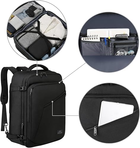 Miniatura 7 de Matein Mochila de transporte mochila de viaje extra grande bolsa de fin de semana expandible aprobada para aviones para hombres y mujeres resistente