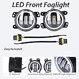 Yuecoom 10-30V Angel Eyes Light 30W 3000LM LED Antibrouillard Avant pour Voiture Camion Fourgon Remorque Universel - 3