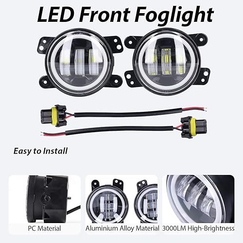 Yuecoom 10-30V Angel Eyes Light 30W 3000LM LED Antibrouillard Avant pour Voiture Camion Fourgon Remorque Universel - 3