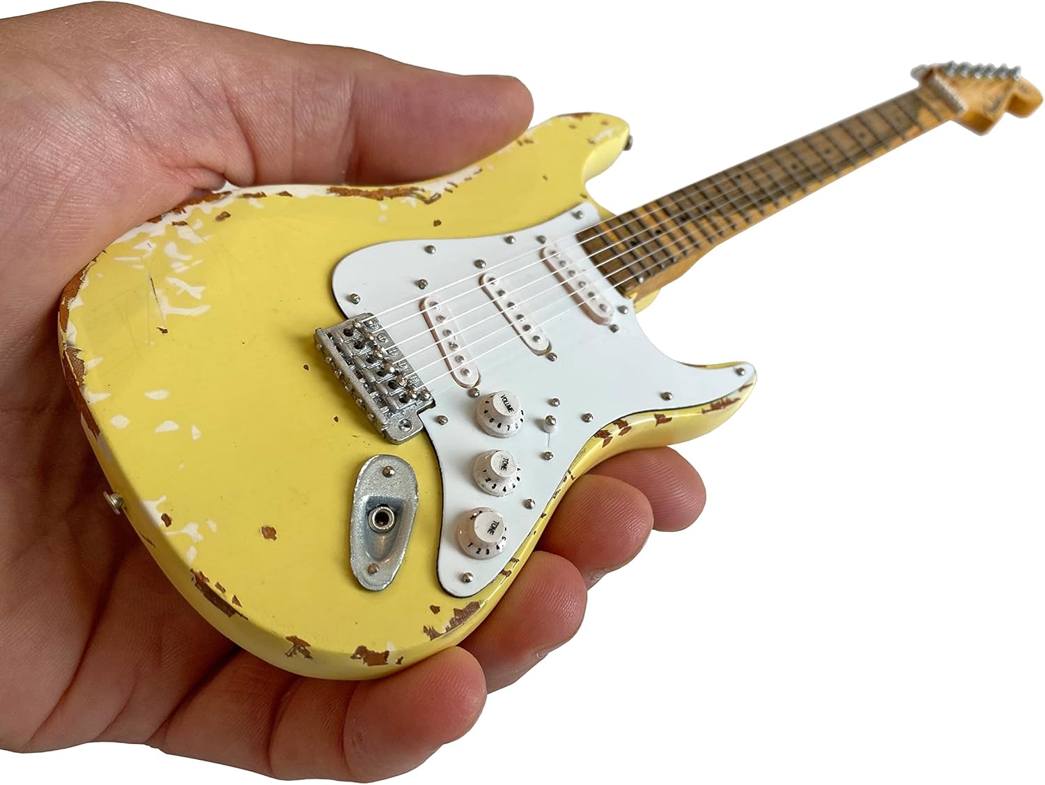 Axe Heaven Yngwie Malmsteen Mini Fender™ Strat™ Heavily Worn Olympic White Finish Guitar Model Replica