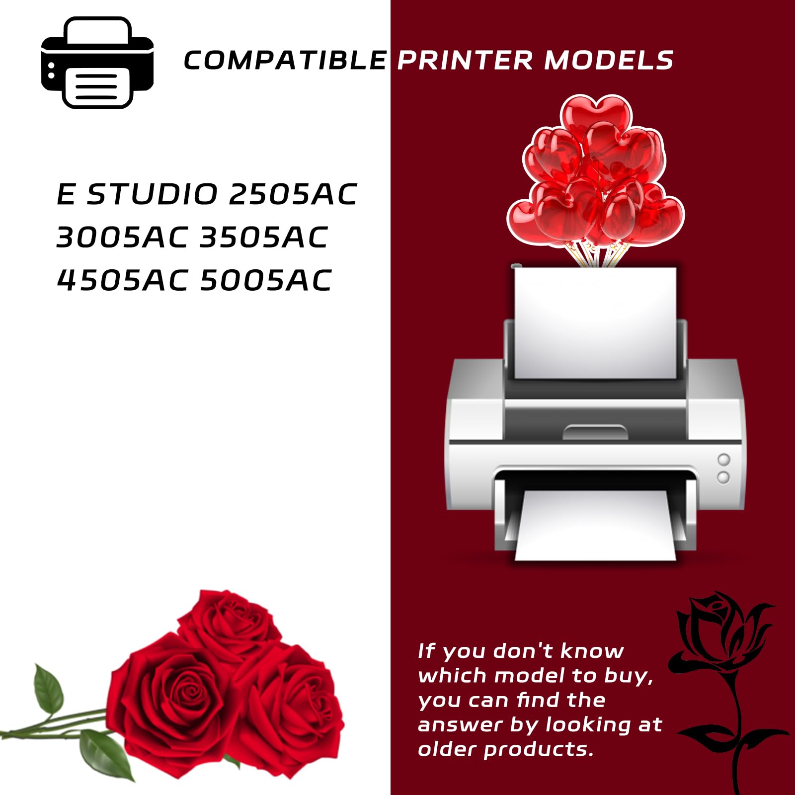 T-FC505 Developer Unit Compatible for Toshiba E Studio 2505AC 3005AC 3505AC 4505AC 5005AC Printers, with Chip, High Yield 60000 Pages, Clear Printing (4 Pack Black)