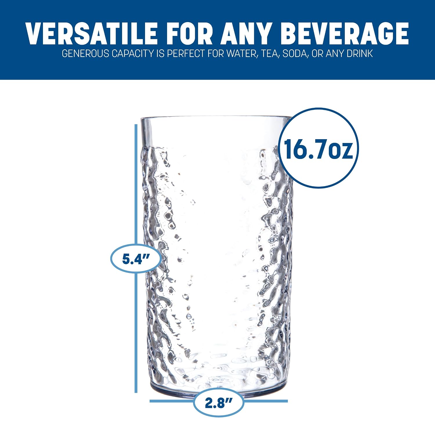 Carlisle FoodService Products 551707 16 oz Capacity, 3" Top Diameter x 5.43" Height, Clear Color, SAN Pebble Optic Tumbler (Case of 24)