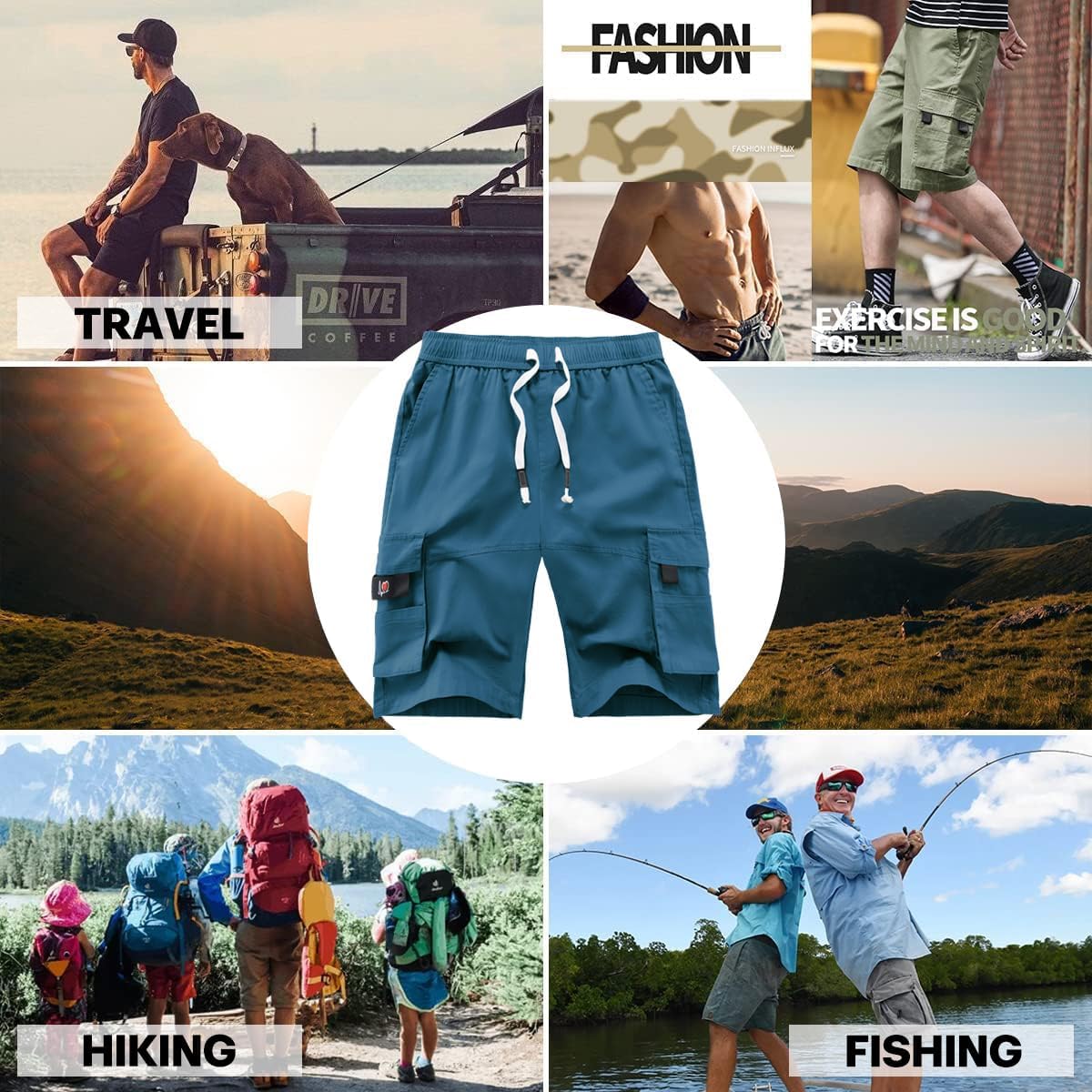 APTRO Men's Cargo Shorts Elastic Waistband Drawstring Summer Casual Cotton Big & Tall Relaxed Fit Work Shorts - Image 7