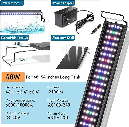 Miniatura 6 de hygger Luz LED para acuario, iluminación de espectro completo con modo de ciclo diurno y nocturno 247 y temporizador de encendidoapagado automático,