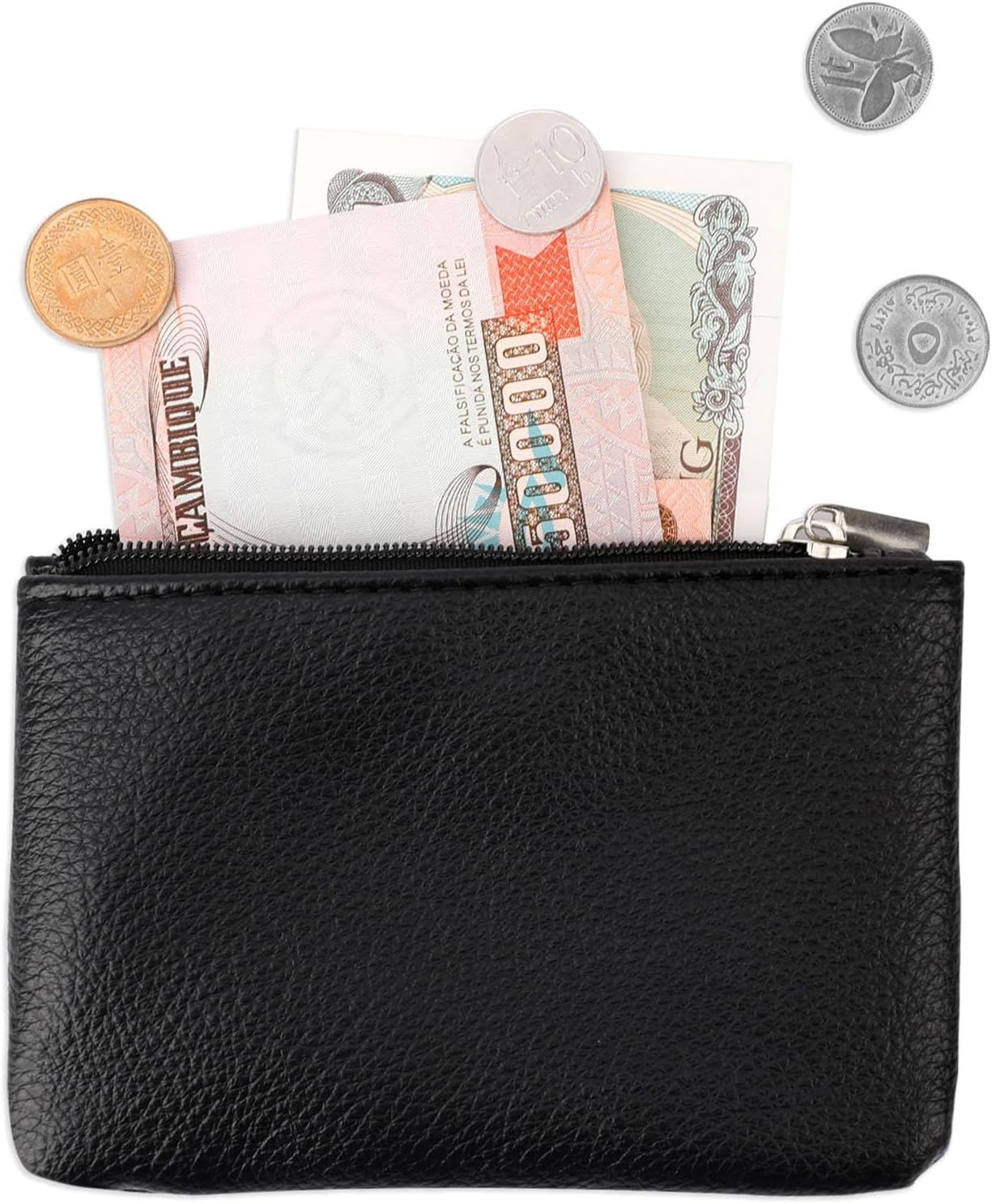 KALIONE 2 Pack Coin Purse, Portable PU Leather Coin Purse with Zipper Coin Purse Mini Change Purse Small Coin Purse for Women Credit Card Folded Bills ID Key Headset Lipstick(Black&Green) - Image 4