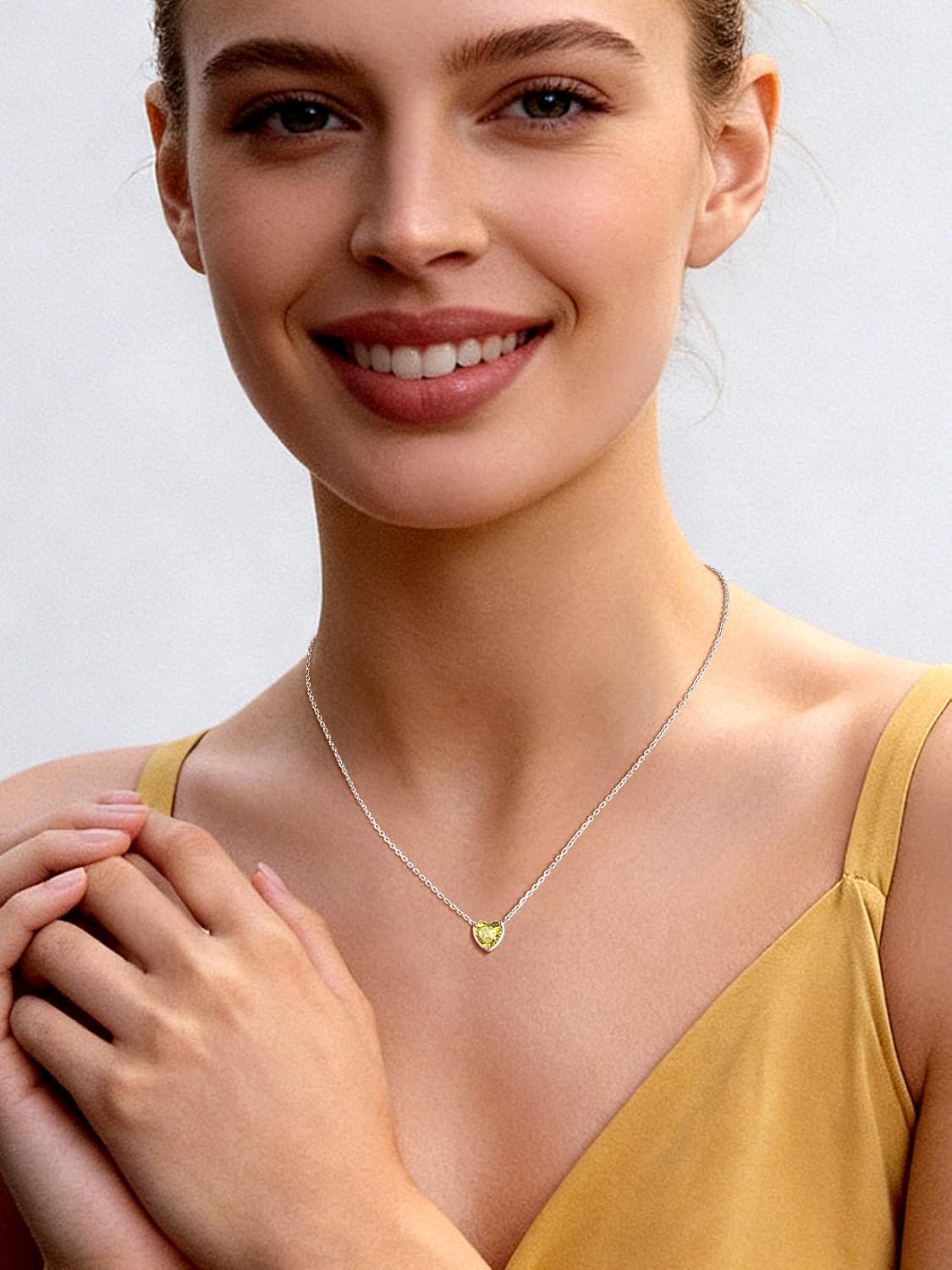 925 Sterling Silver Pendant Necklaces for Women, Heart/Round Birthstone Necklaces Birthday Jewelry for Mother Wife Daughter (with Gift Box) - Image 7