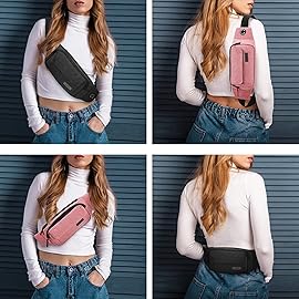 SINNO Fanny Pack for Men Women Waterproof Crossbody Waist Pack Belt Bag with 5-Zipper Pockets for Yoga Travel Running Hiking Walking Outdoor Sports Easy Carrying Any Phones