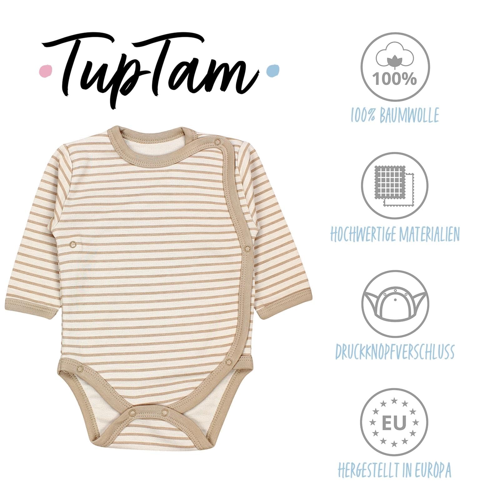 TupTam Body Neonato – Body Bambino a Maniche Lunghe con Chiusura Laterale in Cotone, Set 5 Pezzi