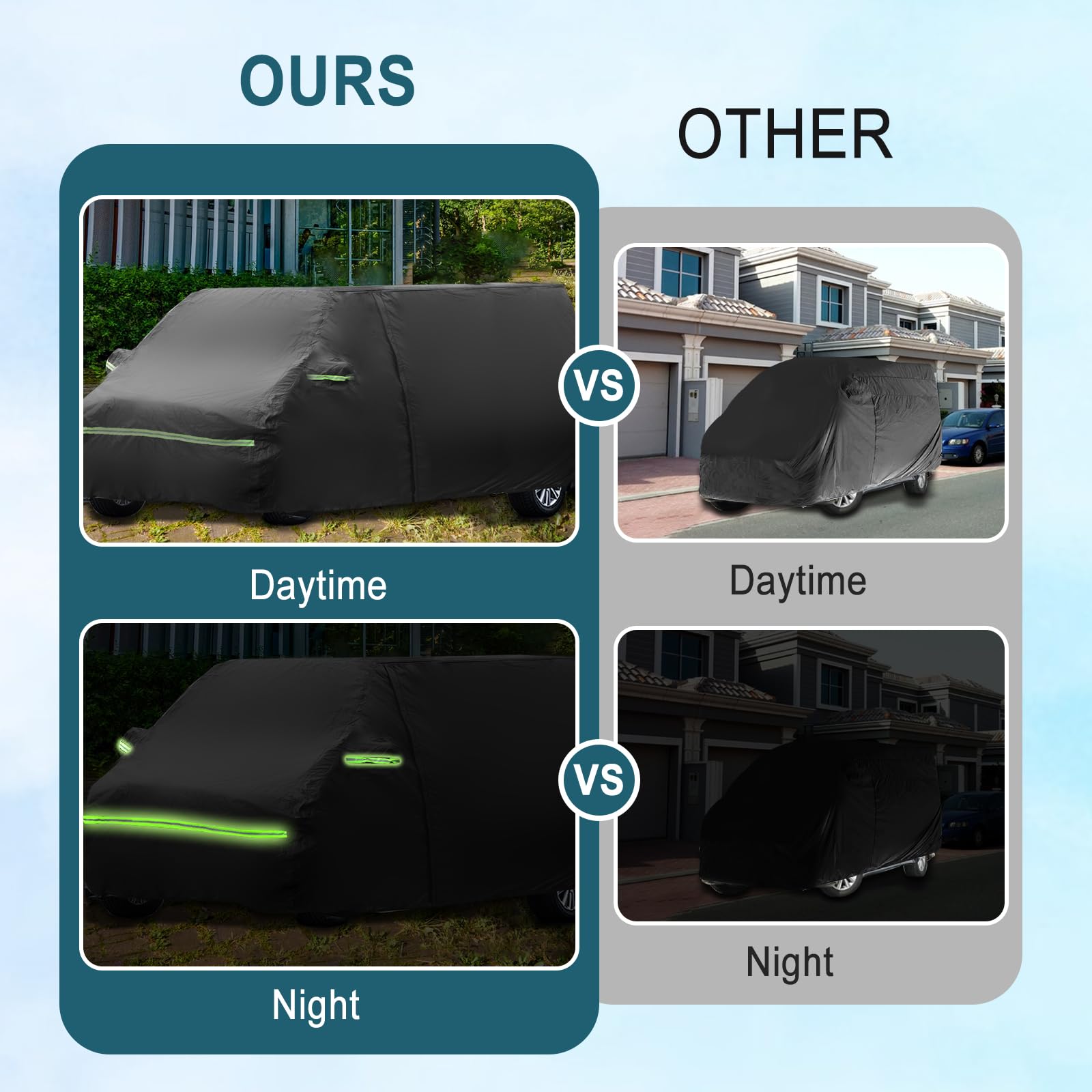 Opaltool Bâche Voiture Extérieur Compatible Avec VW T5 T6, SWB Housse Pour Auto Bâche Anti-Rayures UV Durable Soleil Poussière Protection Avec Fermeture éclair Sur La Porte Latérale