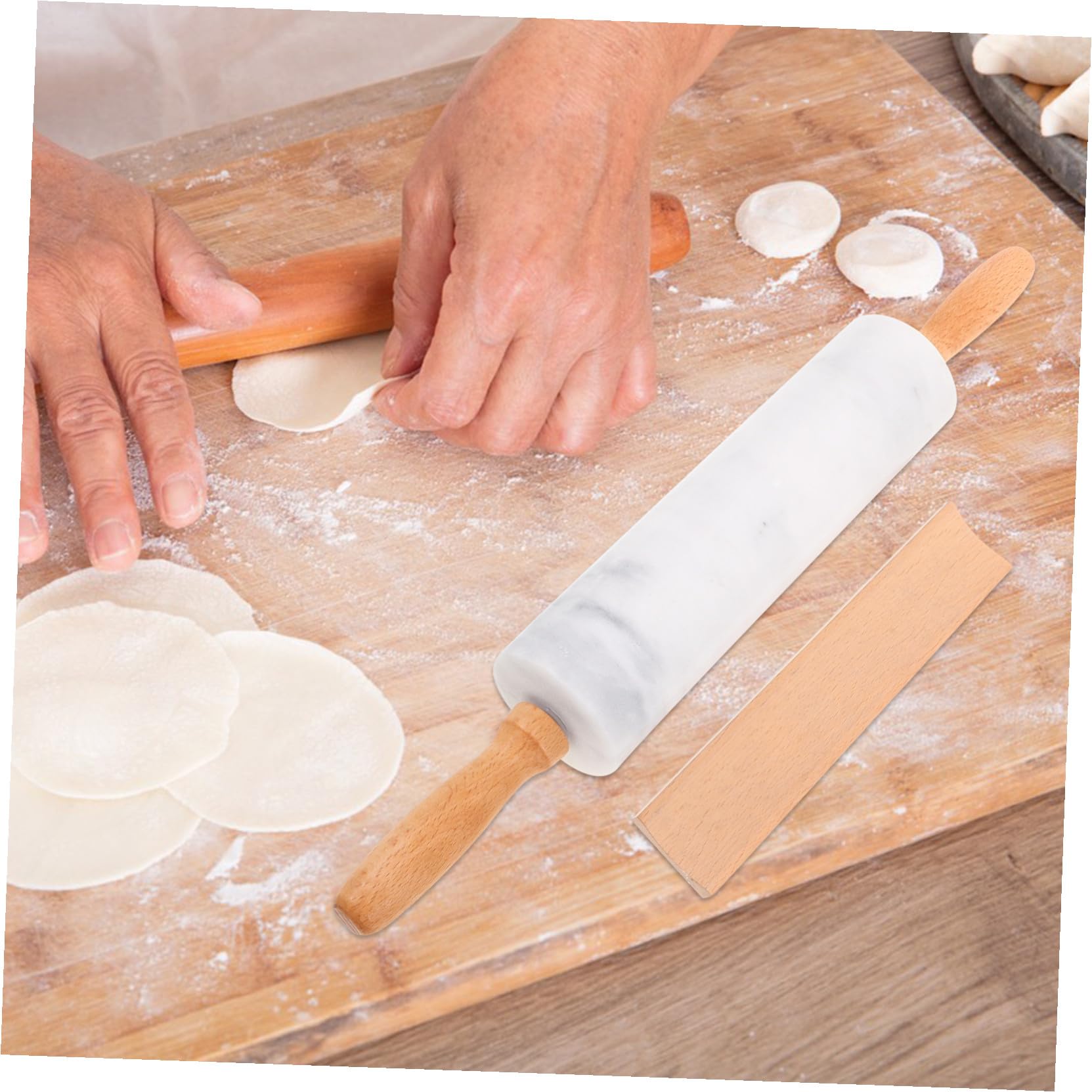 NUOBESTY 3piezas Rodillo de Mármol para Fondant y Masa para Galletas y Pizza para Decorar la Cocina