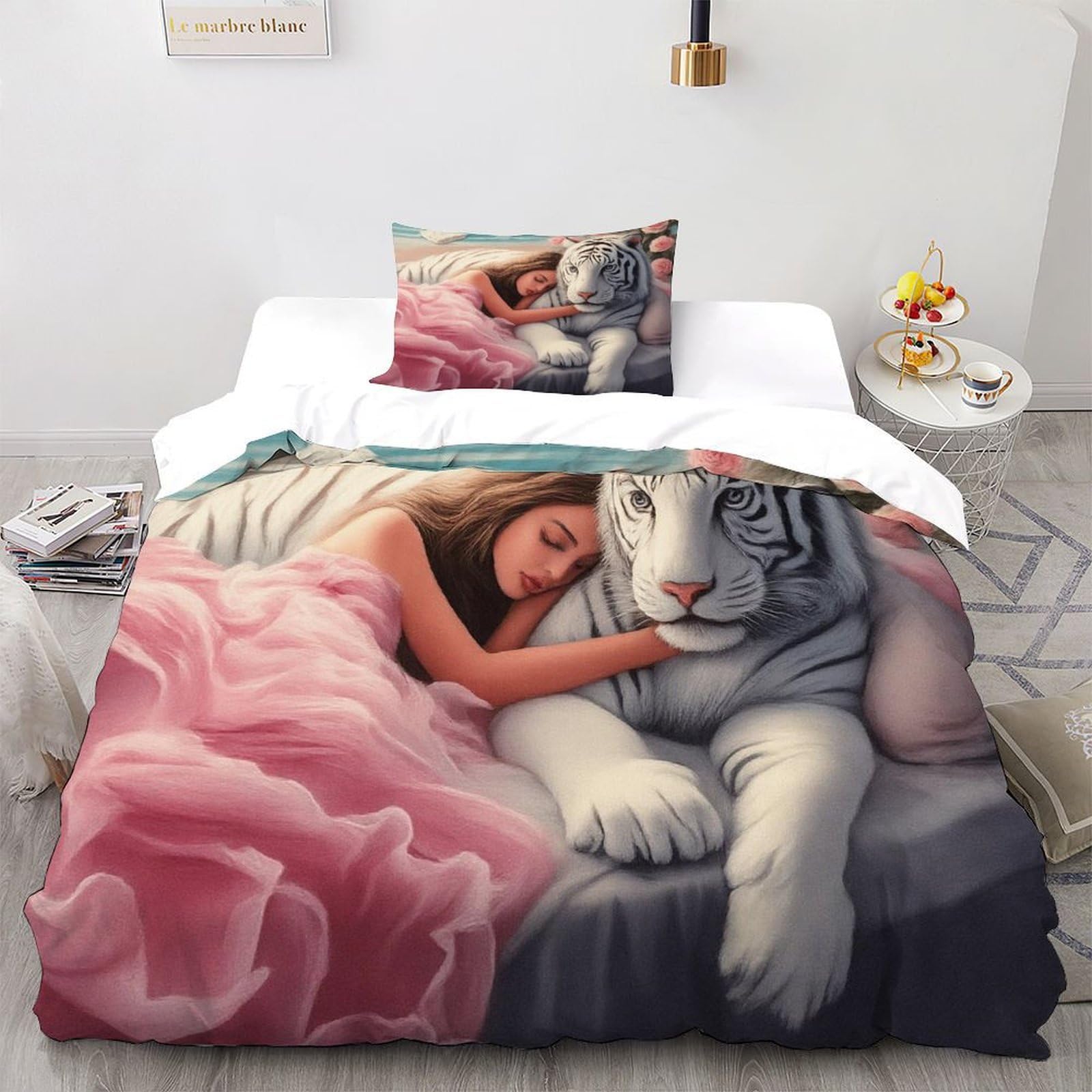 Housse de couette fille tigre pour cocooner dans une chambre d'enfant ou d'adulte stylée