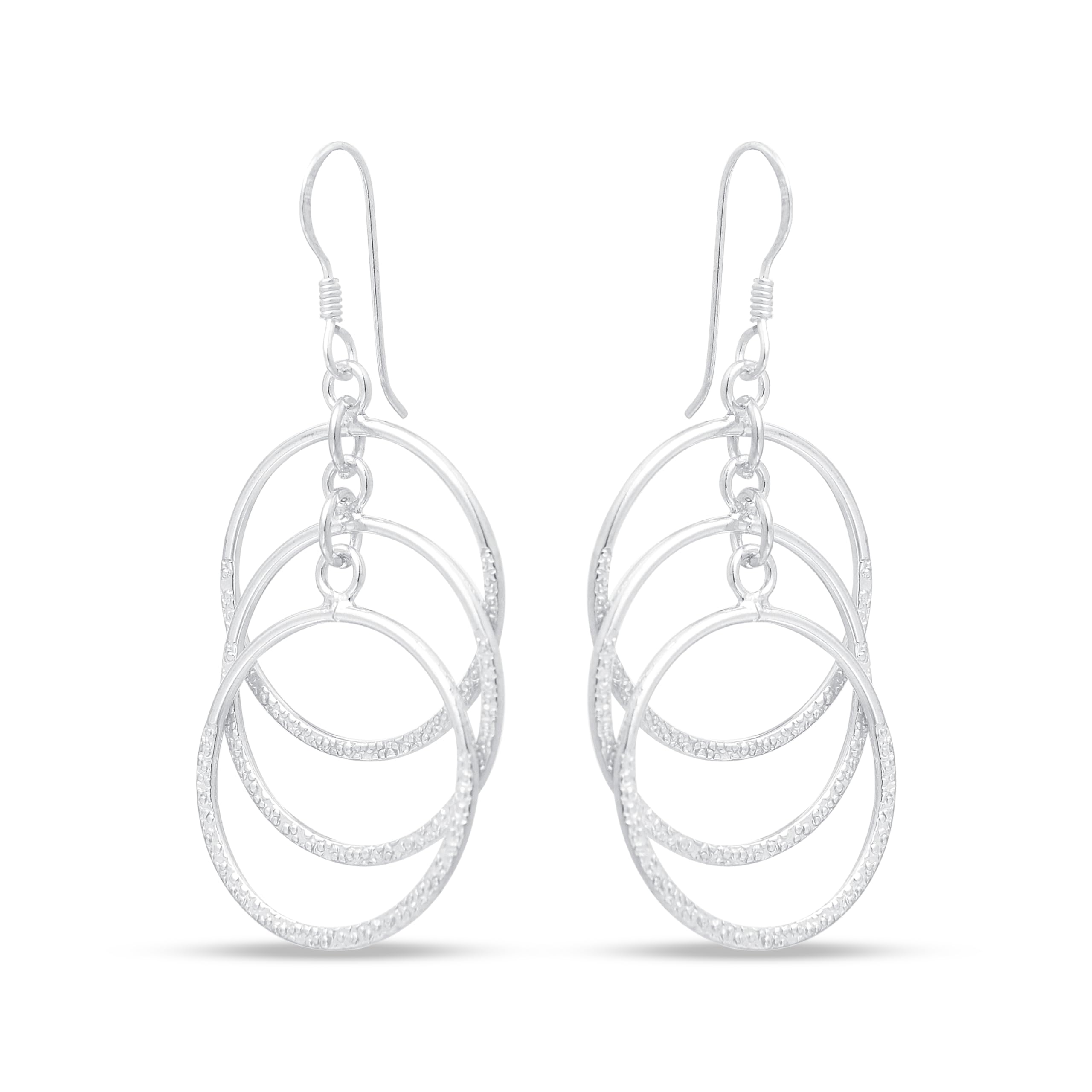 Nemichand Jewels Sterling Silver 925 Three Ring Drop Dangle Earring For Women (B0CMXK3S3J) Amazon Price History, Amazon Price Tracker