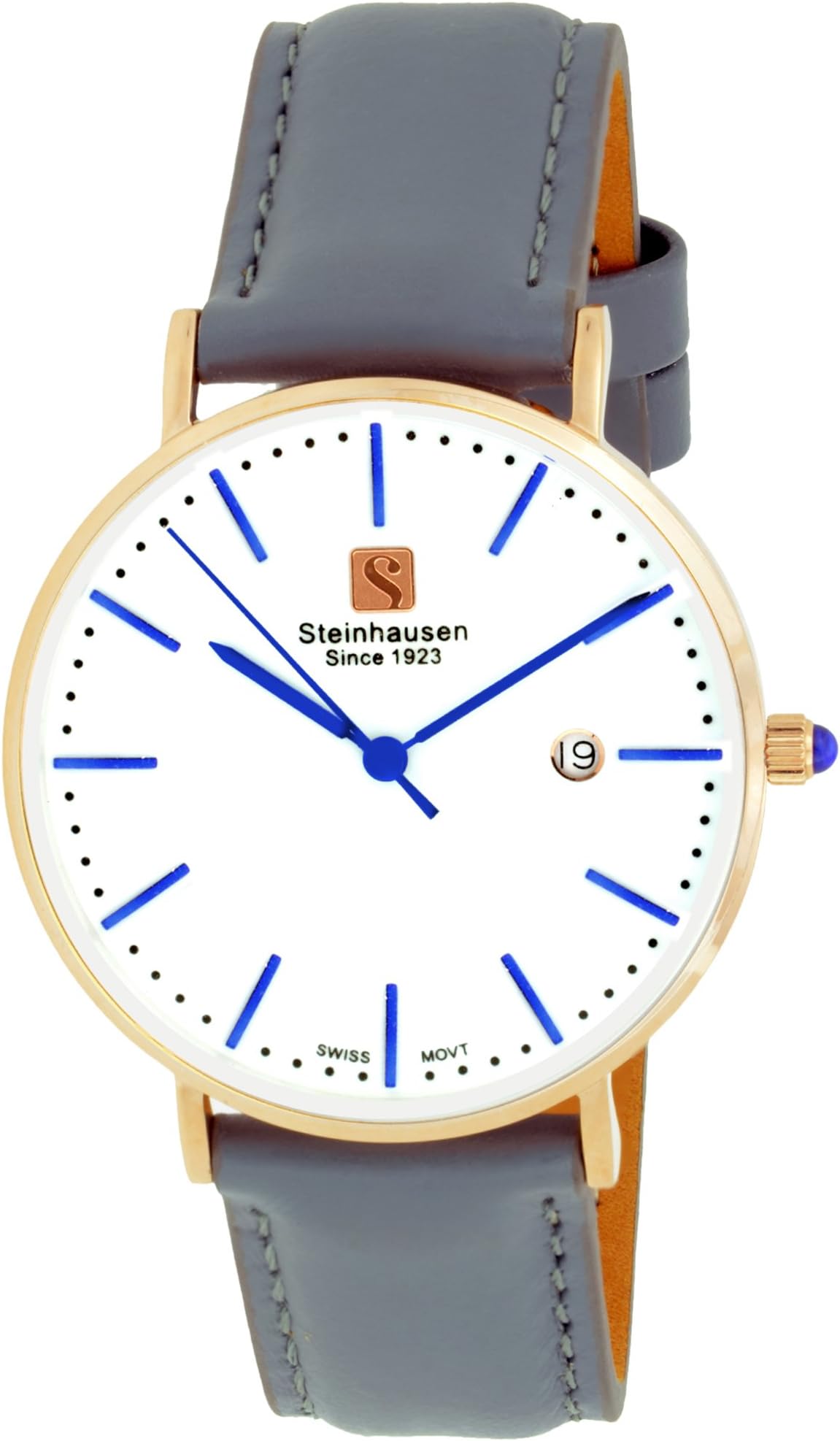 Steinhausen Women's S0622 Classic Burgdorf Swiss Quartz Stainless Steel Rose-Gold Watch with Grey Leather Band