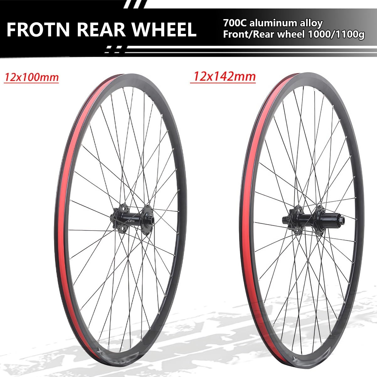 700C koła wyścigowe/Gravelbike, oś wtykowa 12 x 100 mm/12 x 142 mm, stop aluminium, zestaw kół z wężem i oponami, hamulce tarczowe, 32-otworowe piasty do kasety 7/8/9/10/11/12-rzędowej, 120 kliknięć