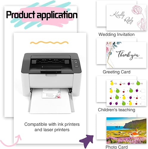 Miniatura 4 de Paquete de 400 cartulina de 5 x 7 pulgadas, cartulina blanca gruesa de 80 libras, cartulina pesada para impresora, postales, invitaciones y