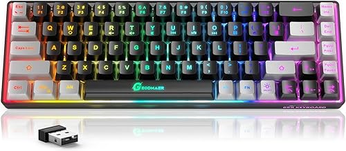 GEODMAER Teclado para juegos 65 inalámbrico teclado retroiluminado recargable mini teclado inalámbrico ultracompacto para computadora PC laptop Mac