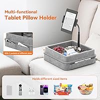 Vista 5 de KDD Soporte de almohada para tablet – Soporte de almohada ajustable de 360° para iPad, cama y escritorio, cuello de cisne para tableta con bandeja