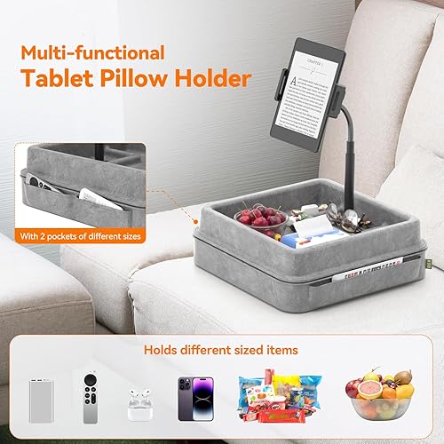 Miniatura 5 de KDD Soporte de almohada para tablet  Soporte de almohada ajustable de 360 para iPad, cama y escritorio, cuello de cisne para tableta con bandeja de