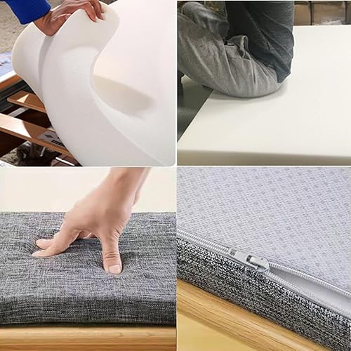 Miniatura 7 de Cojines de banco de jardín de 2.0 in para exteriores, 2 3 plazas, cojín de banco de jardín y patio, almohadillas rectangulares para interiores y